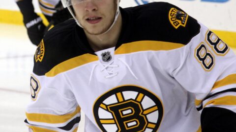 David Pastrnak playing for the Boston Bruins