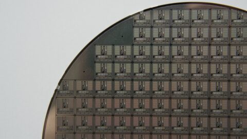 Microprocessors arrayed on a silicon wafer