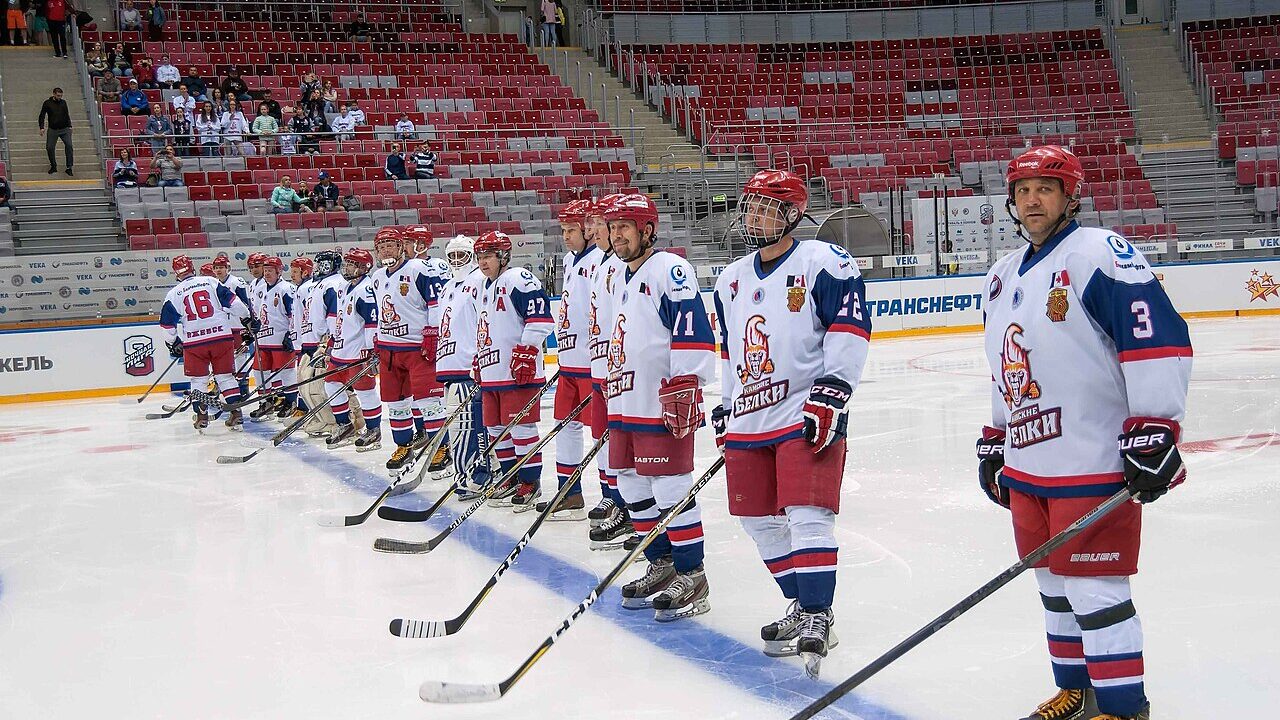 Players in action during an NHL game