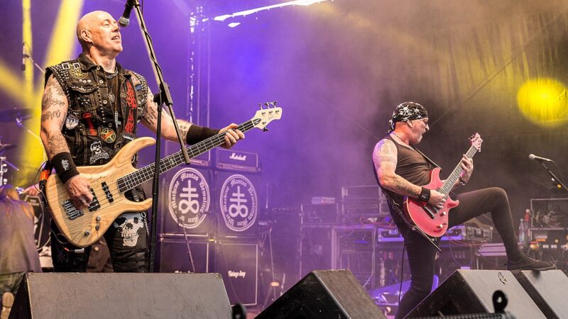 An extreme metal band performing live on stage