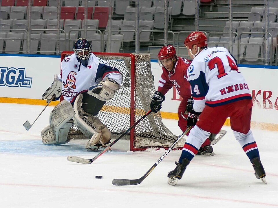 Players in action during an NHL game
