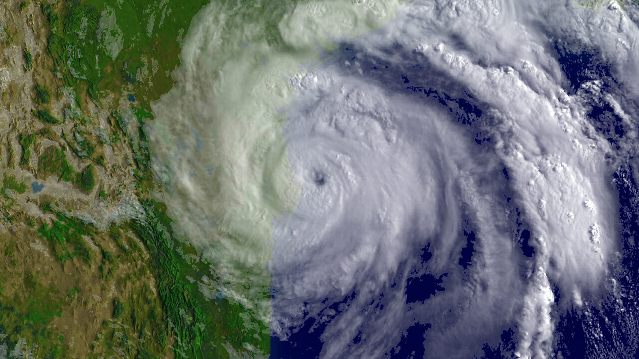 A hurricane spiral seen from satellite