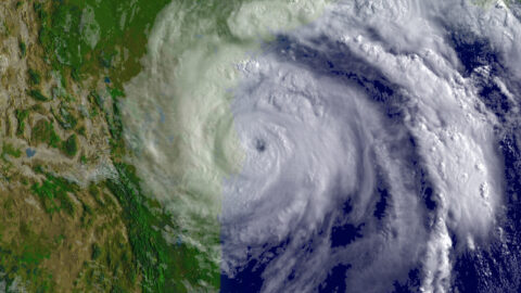 A hurricane spiral seen from satellite