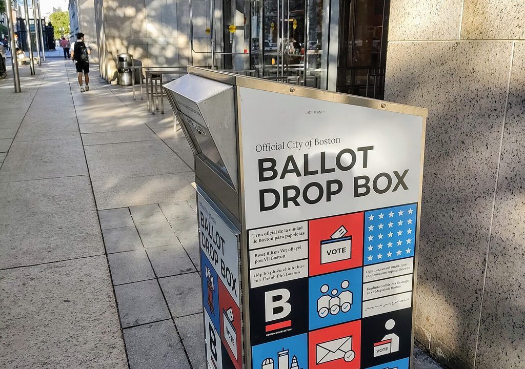 Official ballot drop box for voters casting early ballots in an election