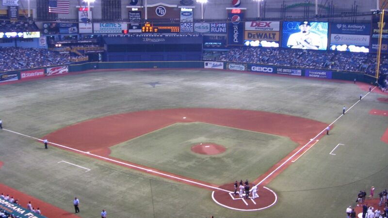 Tropicana Field baseball stadium during a Tampa Bay Rays game