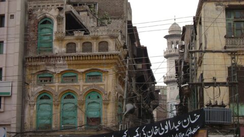 Street scene in the old walled city of Peshawar, Khyber Pakhtunkhwa