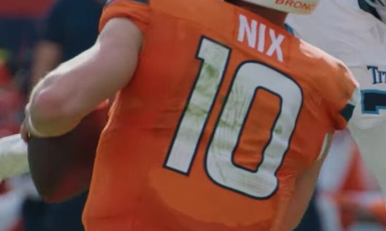 Broncos quarterback Bo Nix in Denver orange