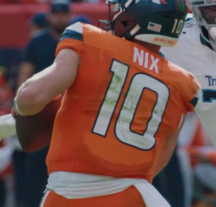 Broncos quarterback Bo Nix in Denver orange