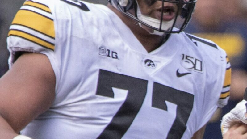 Rams left tackle Alaric Jackson in an Iowa Hawkeyes uniform