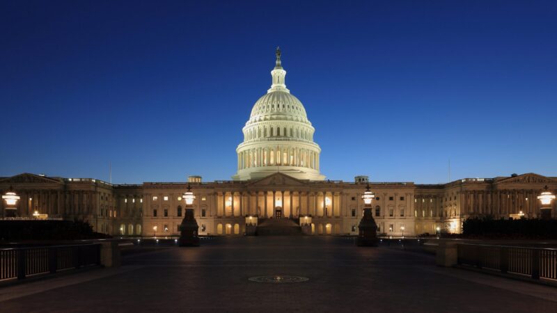 The United States Capitol at dusk