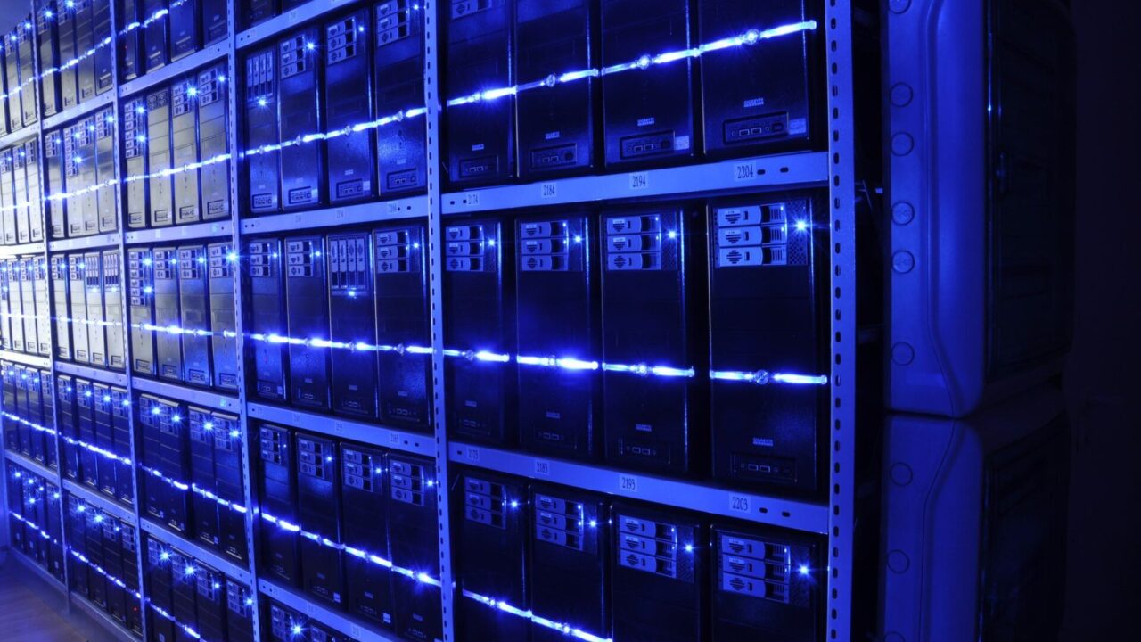 Rows of servers inside a data centre