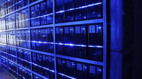 Rows of servers inside a data centre