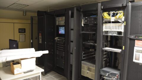 Rows of servers in a data centre