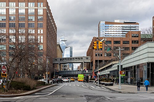 Street view at 10th Avenue and 14th Street in Manhattan, New York City
